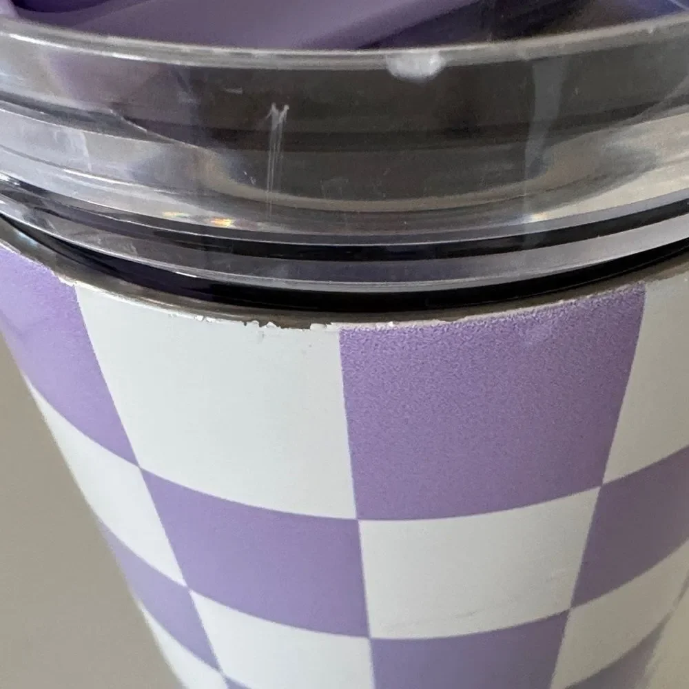 Purple and White Checkered Tumbler